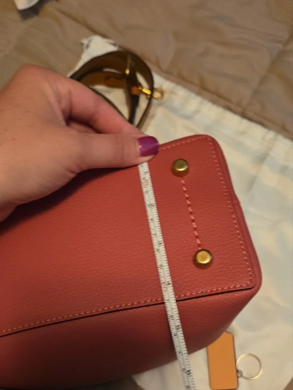 Women's Pink Leather Crossbody Bag with Tan Strap